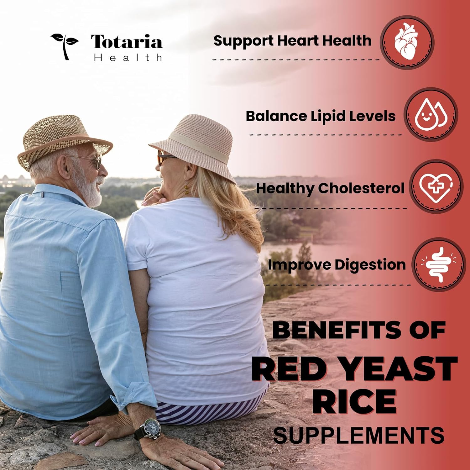 Totaria Red Yeast Rice 2,000mg with CoQ10 Supplement - Advanced Healthy Heart & Healthy Cholesterol Levels - Citrinin Free Extract Red Yeast Rice Capsules Plus Citrus Bergamot - Vegan, Non-GMO