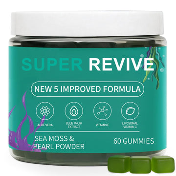 caicieter Super Revive Gummies for Hair Loss - Sea Moss Gummies with Vitamin C, E, Aloe Vera & Pearl Powder Glow, Promotes Thicker, Fuller & Stronger Hair - 60 Count caicieterBuy Supplements Australia