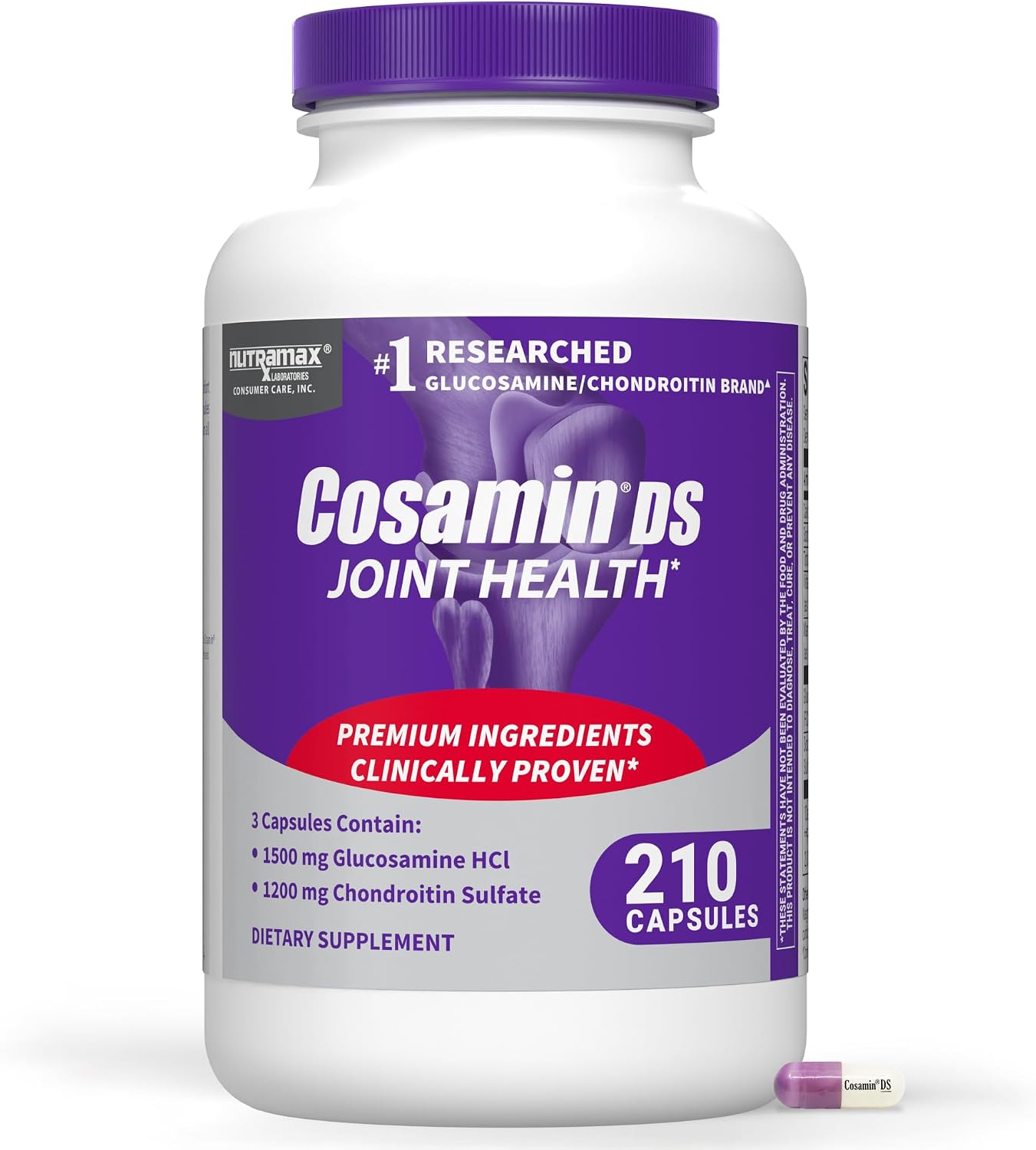 Nutramax Cosamin DS Joint Supplement, Glucosamine Chondroitin, 210 Capsules | Clinically Proven in Published Studies, Trademarked Glucosamine and Chondroitin for Joint Support, Third Party Tested