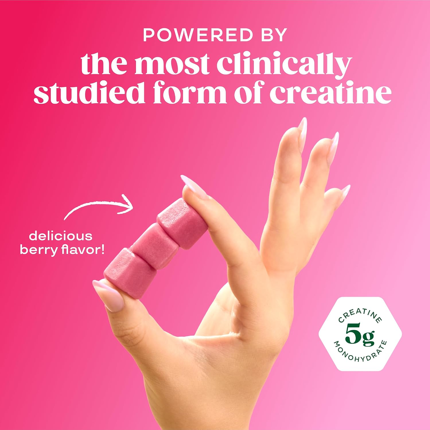 Bloom Nutrition Creatine Monohydrate Gummies, Berry Boost, 12 Servings | 5g Per Serving, Sugar Free Creatine Gummy for Workout, Strength, Cognitive Health & Lean Muscle Support, Gluten Free, Non GMO