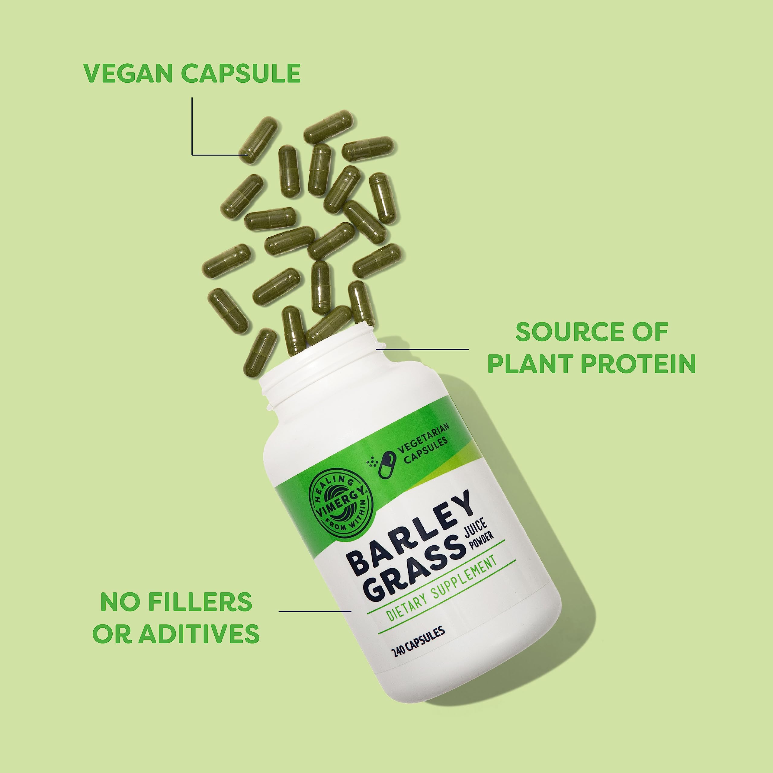 Vimergy Barley Grass Juice Powder Dietary Supplement - 4g per Serving (62 Servings) – Clean Superfood – Promotes Cardiovascular Health* – Organic, Vegan & Gluten-Free – Regular Size 250g