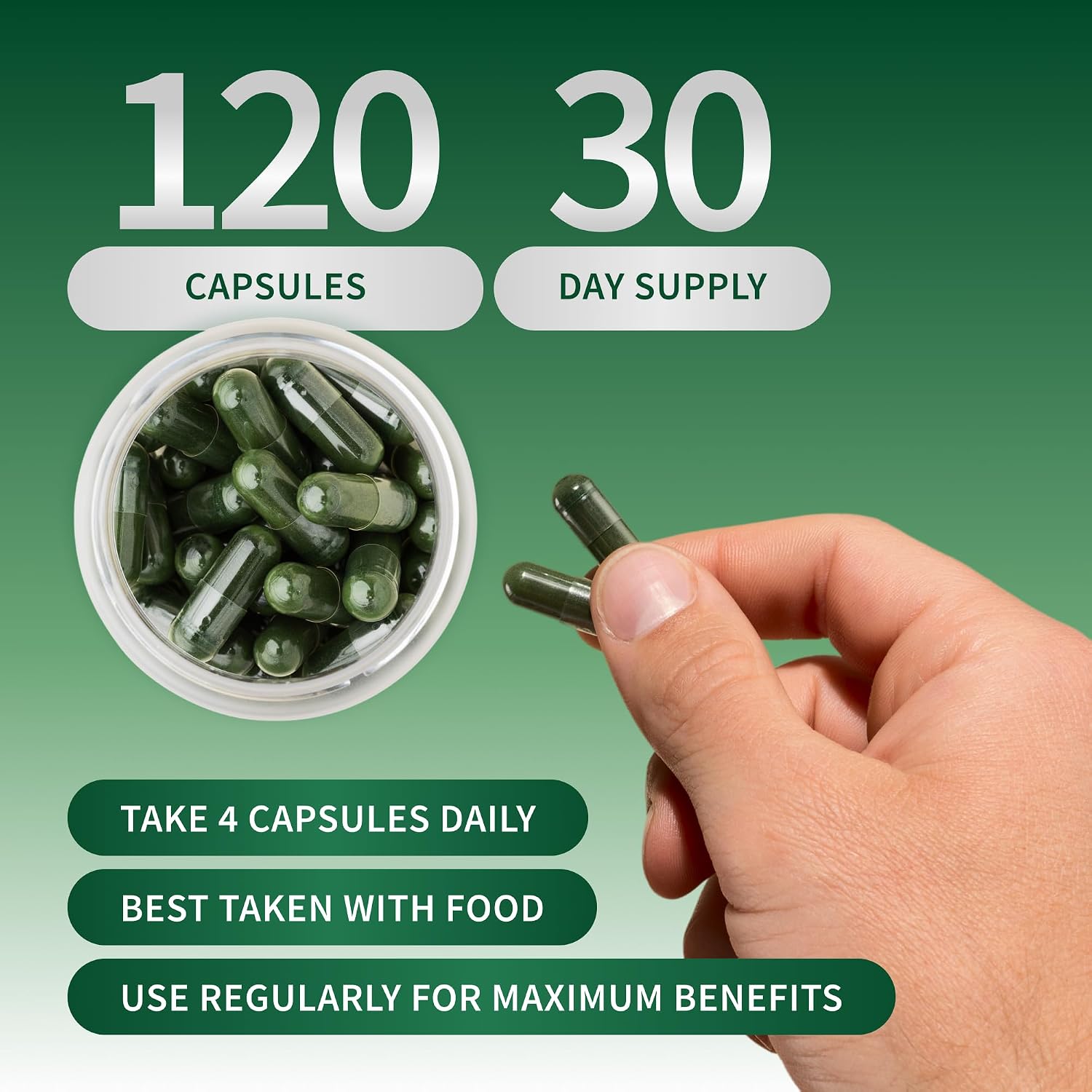 Snap Supplements USDA Organic Spirulina and Chlorella, 120 Vegan Capsules | Certified Organic Protein Rich Blue Green Algae Superfood Supplement for Energy and Immune Support, Non-GMO 30 Day-Supply