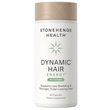 Stonehenge Health Dynamic Hair Energy for Women – Hair Growth Supplement with Saw Palmetto, Spermidine, Biotin, Iron & Tocotrienols – Supports Thicker Hair with Less Shedding – 60 Capsules