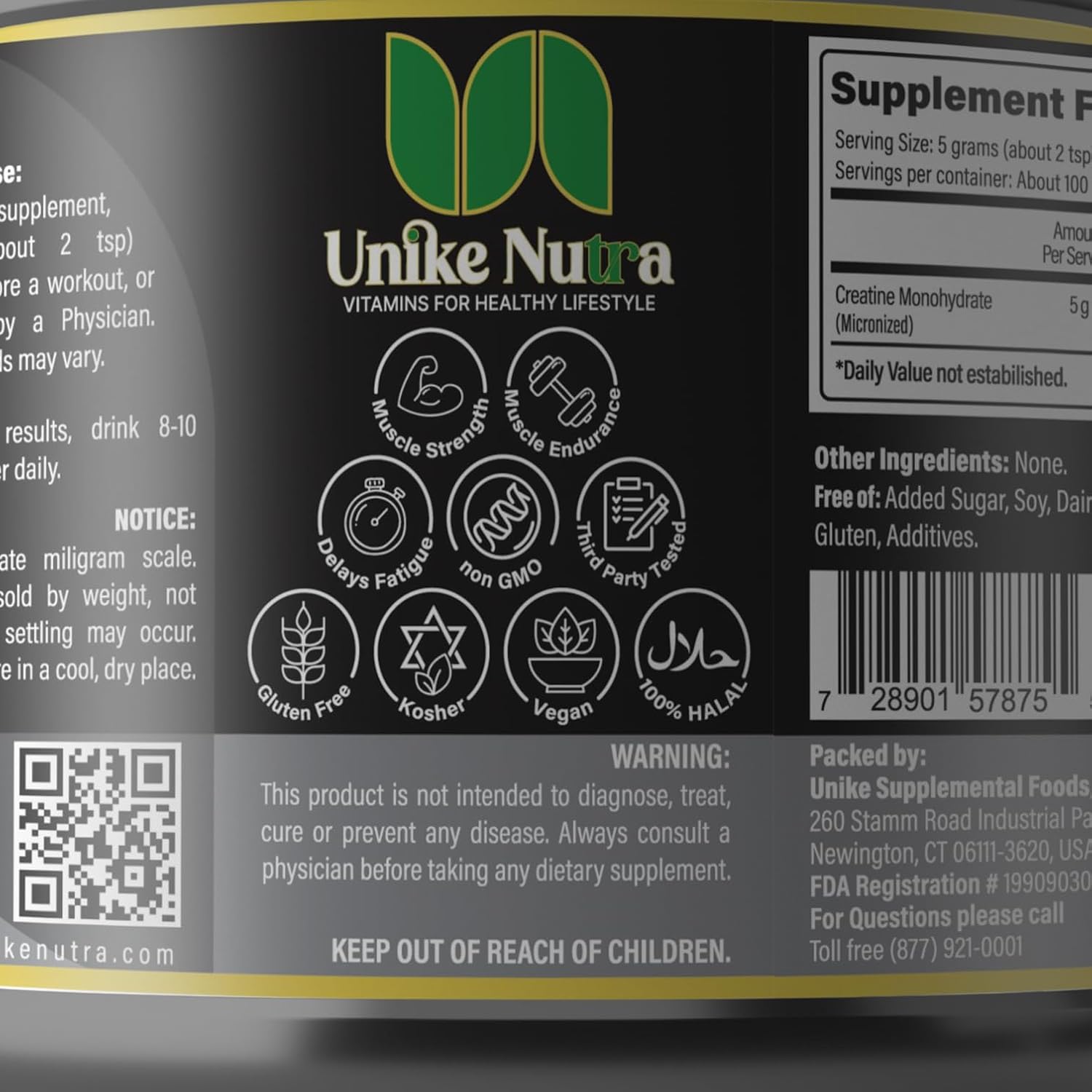 Pure Creatine Monohydrate Powder Supplement, Unflavored, Supports Bulk Muscle Energy, Recovery, & Strength - Creatine Supplement for Men & Women - 500G, 5000mg Per Serv (5g) - 100 Servings