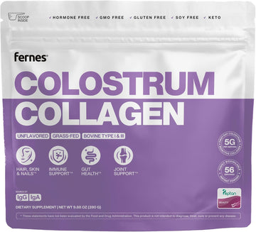 Liposomal Bovine Colostrum Powder with Collagen for Gut Health, Immune Support, Hair Growth & Beauty Supplement | Grass-Fed, Unflavored, 56 Servings