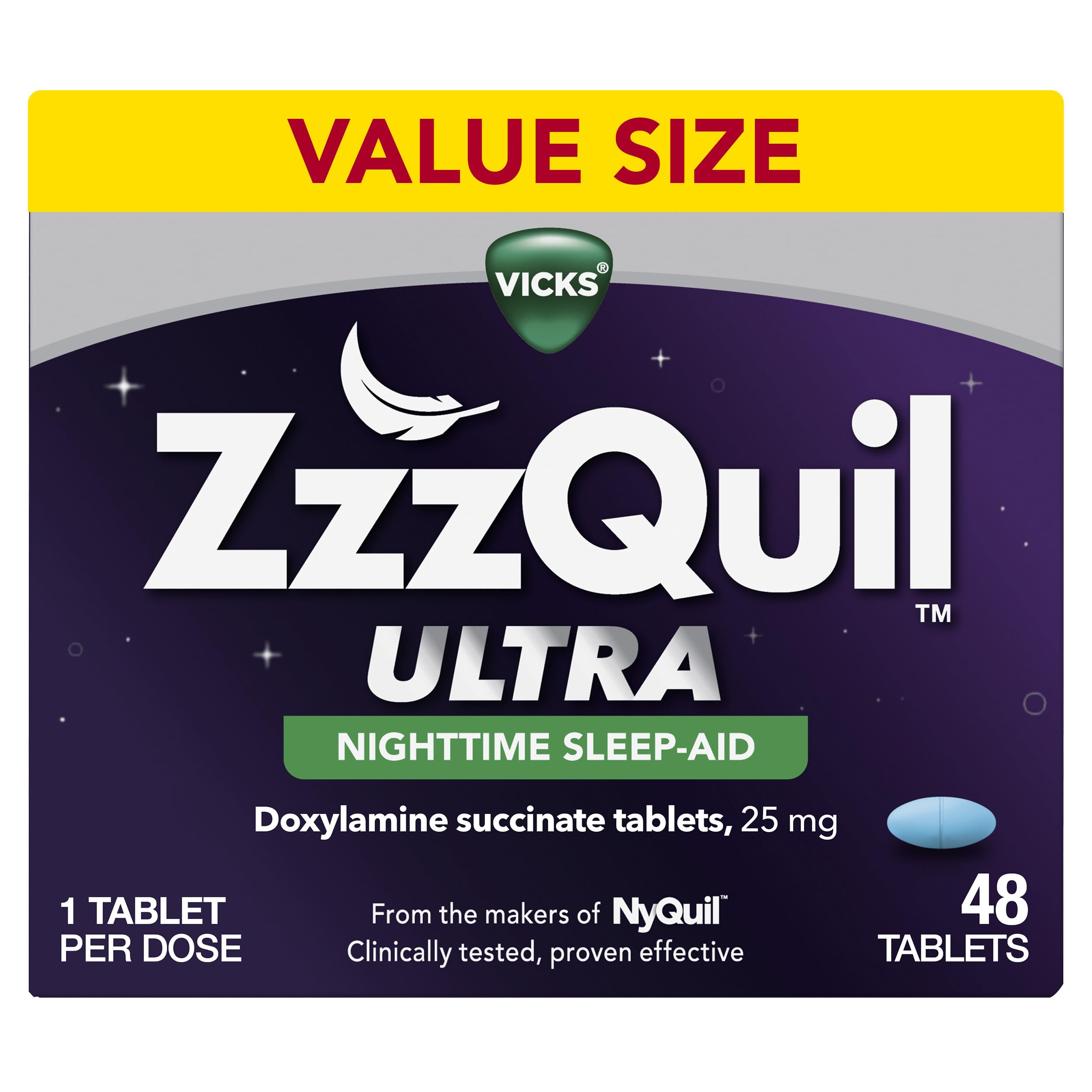 ZzzQuil ULTRA, Sleep Aid, Doxylamine Succinate 25mg, Sleep Aids for Adults, Nighttime Sleep Aid, 48 Tablets ZzzQuil buy supplements Au