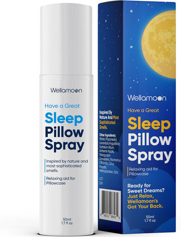 Wellamoon Sleep Spray - Calming Lavender Pillow Mist for Relaxation & Deep Sleep - Aromatherapy Bedding Spray Helps You Fall Asleep Faster - Soothing Bedtime Essential Oil Blend (50 ml.)