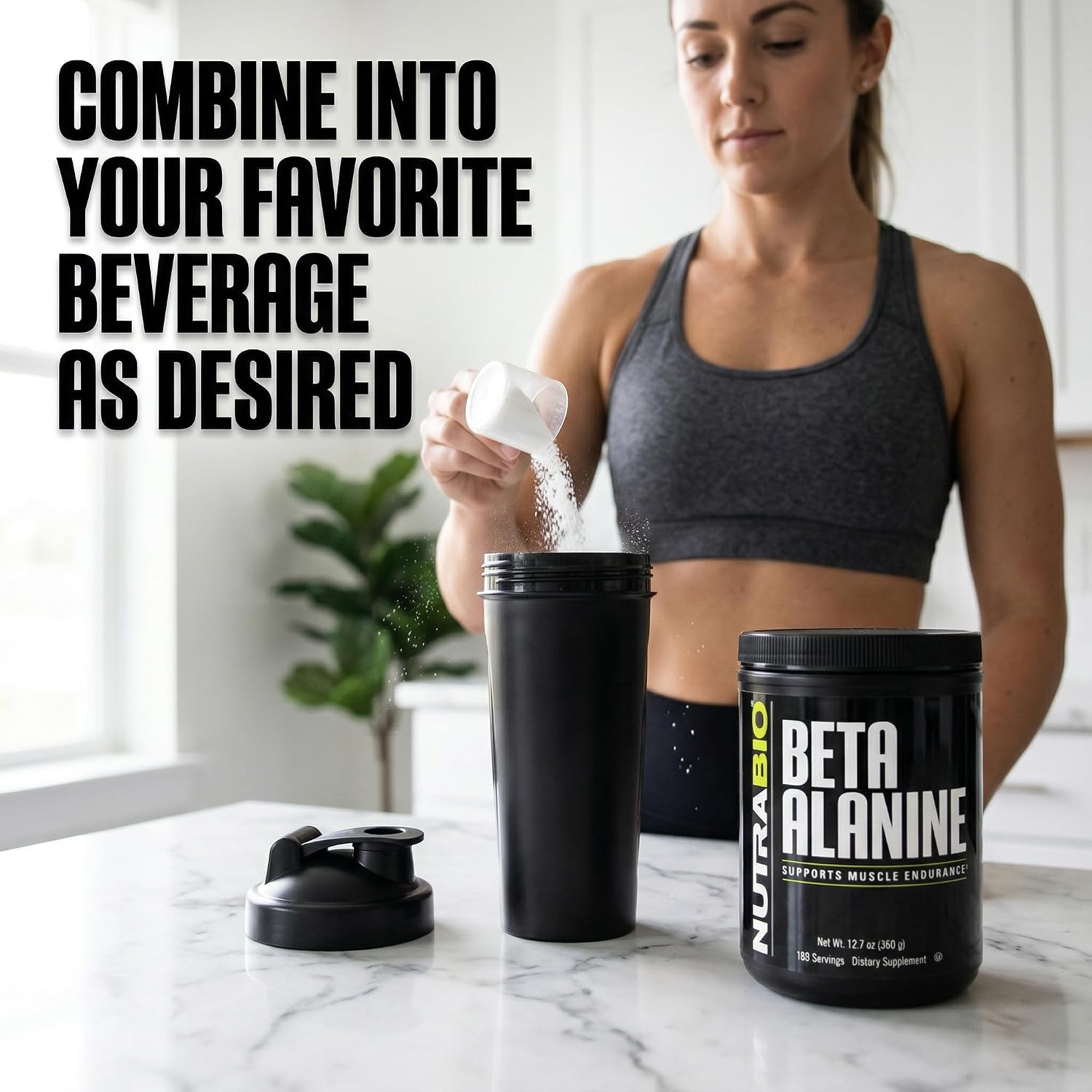 NutraBio Beta Alanine Pre-Workout Supplement - Beta Alanine Powder- 360g Powder