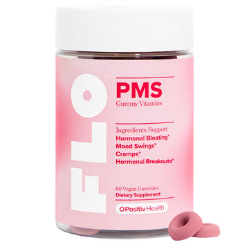 O Positiv FLO PMS Gummies for Women - Proactive PMS Relief - Targets Hormonal Breakouts, Bloating, Cramps, & Mood Swings with Chasteberry