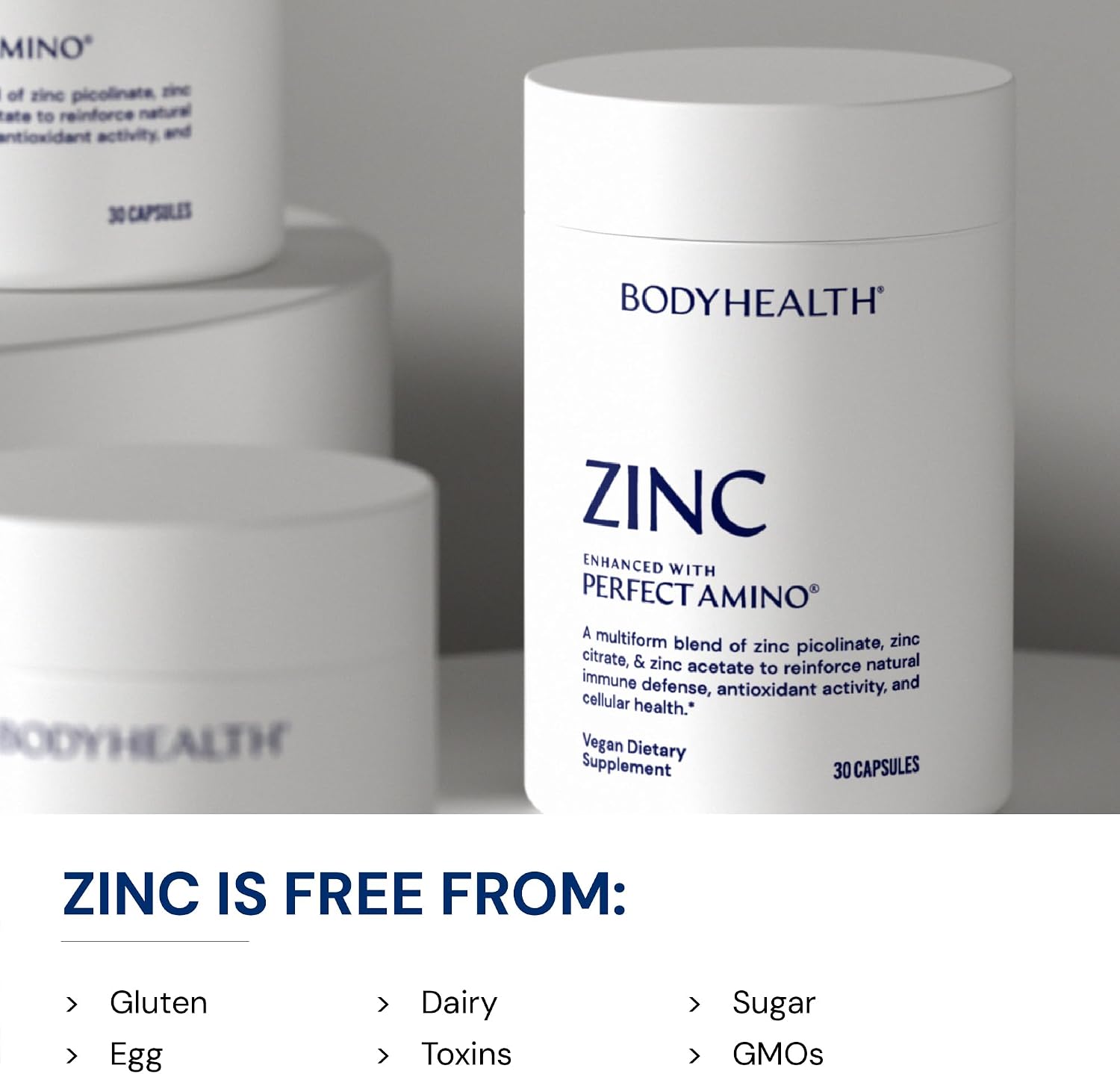 BodyHealth Zinc 30mg - Supplement for Growth & Development, Antioxidant Activity - Natural Immune Defense & Cellular Health - 30 Capsules