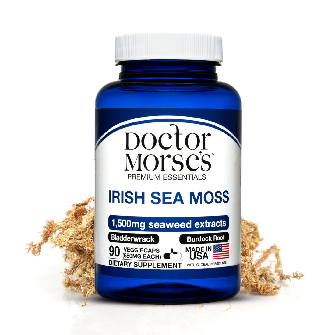 Irish Sea Moss Advanced Supplement Capsules 1500mg, Ultra Potent Seamoss Advanced with Bladderwrack & Burdock Root, Made in FDA-Registered, NSF-Certified Facility, Overall Health Support, 90 Capsules Doctor Morse'sBuy Supplements Australia