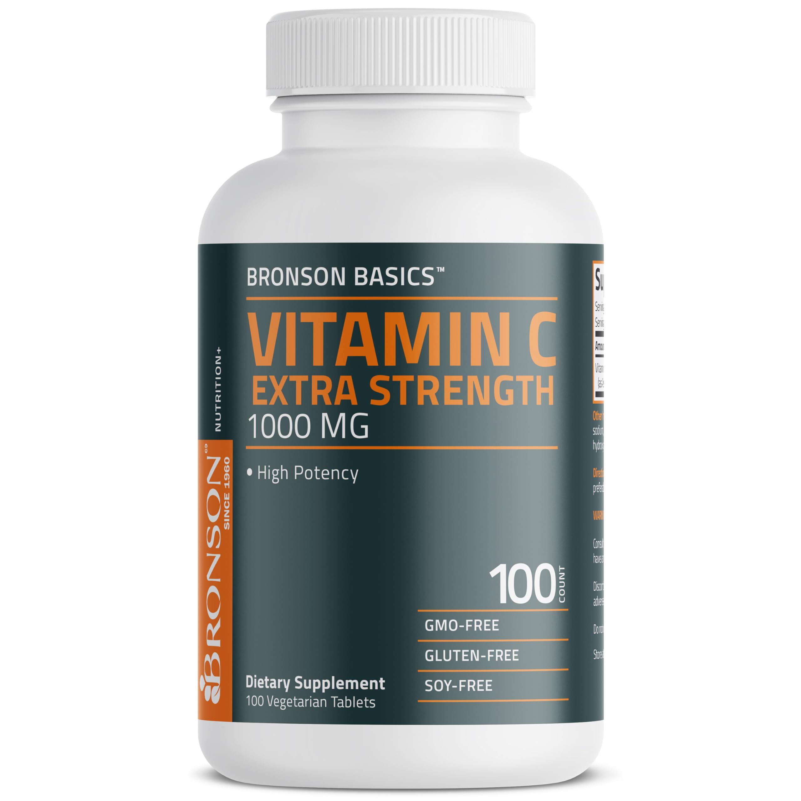 Bronson Vitamin C 1000mg Extra Strength, Supports a Healthy Immune System, High Potency, Non-GMO, 100 Vegetarian Tablets