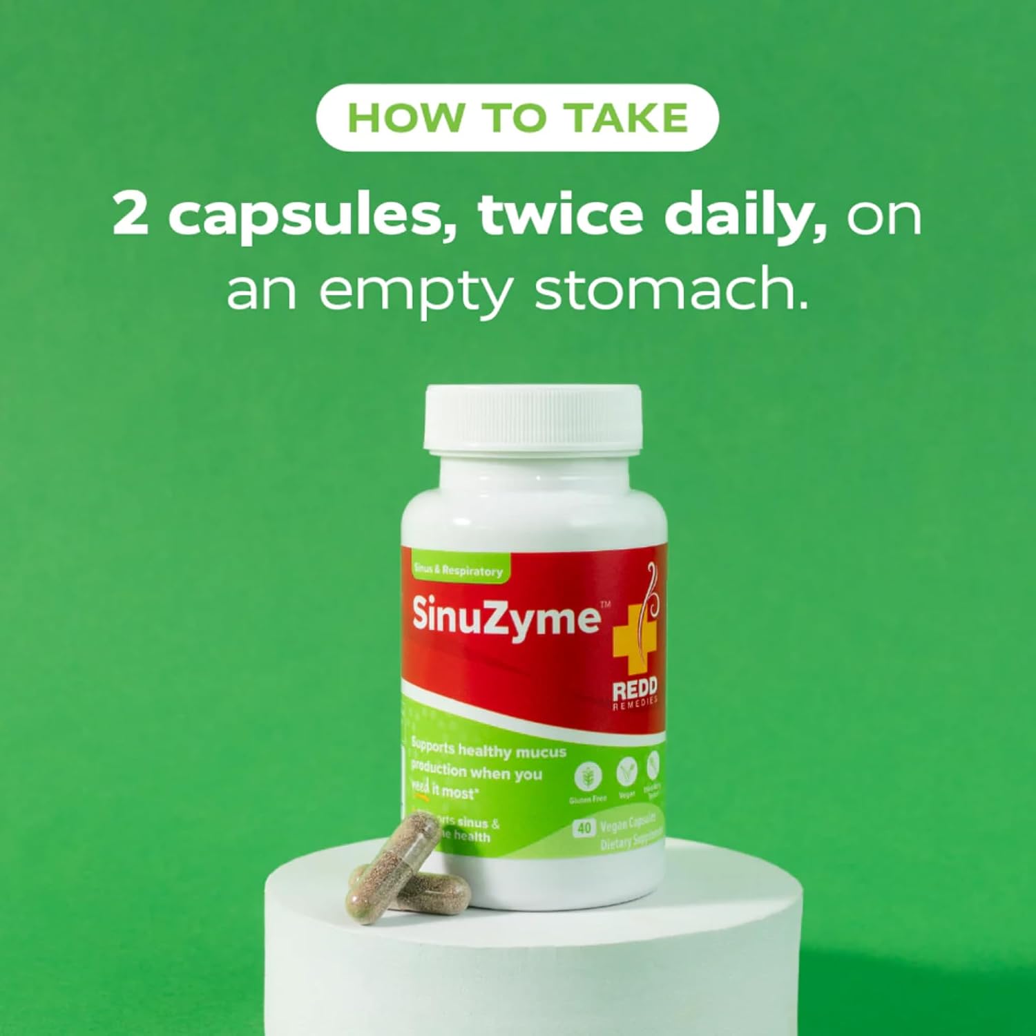 Redd Remedies, SinuZyme, Supports Sinus and Immune Health, 40 Vegan Capsules