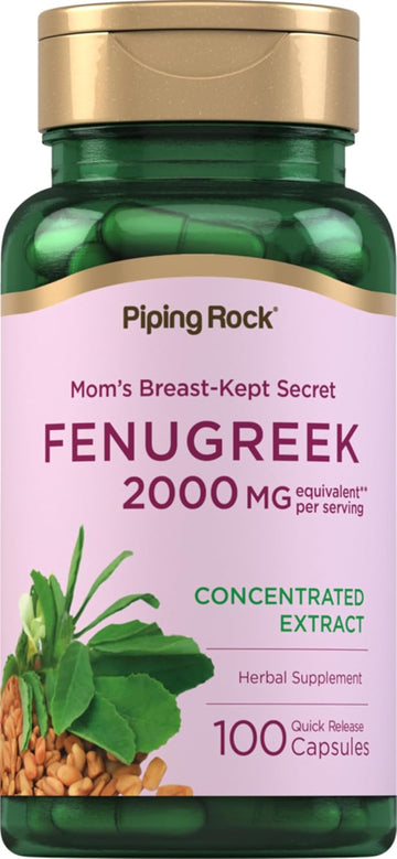 Piping Rock Fenugreek Capsules for Women | 100 Pills | Seed Extract Concentrate | Herbal Supplement | Non-GMO, Gluten Free