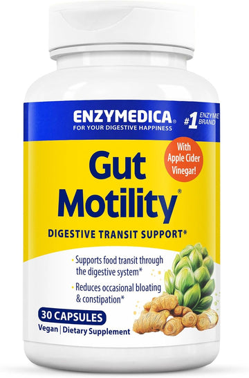 Enzymedica Gut Motility with Apple Cider Vinegar, Artichoke, 30 Caps | Supports digestive movement with ginger and botanical extracts