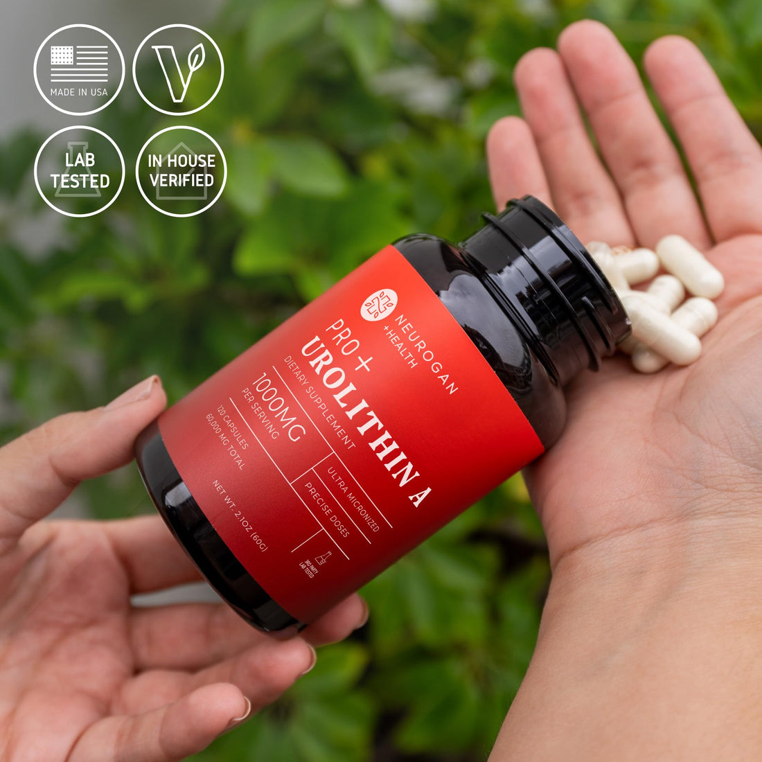 Neurogan Health Pro+ Urolithin A dietary supplement bottle and packaging on a white background