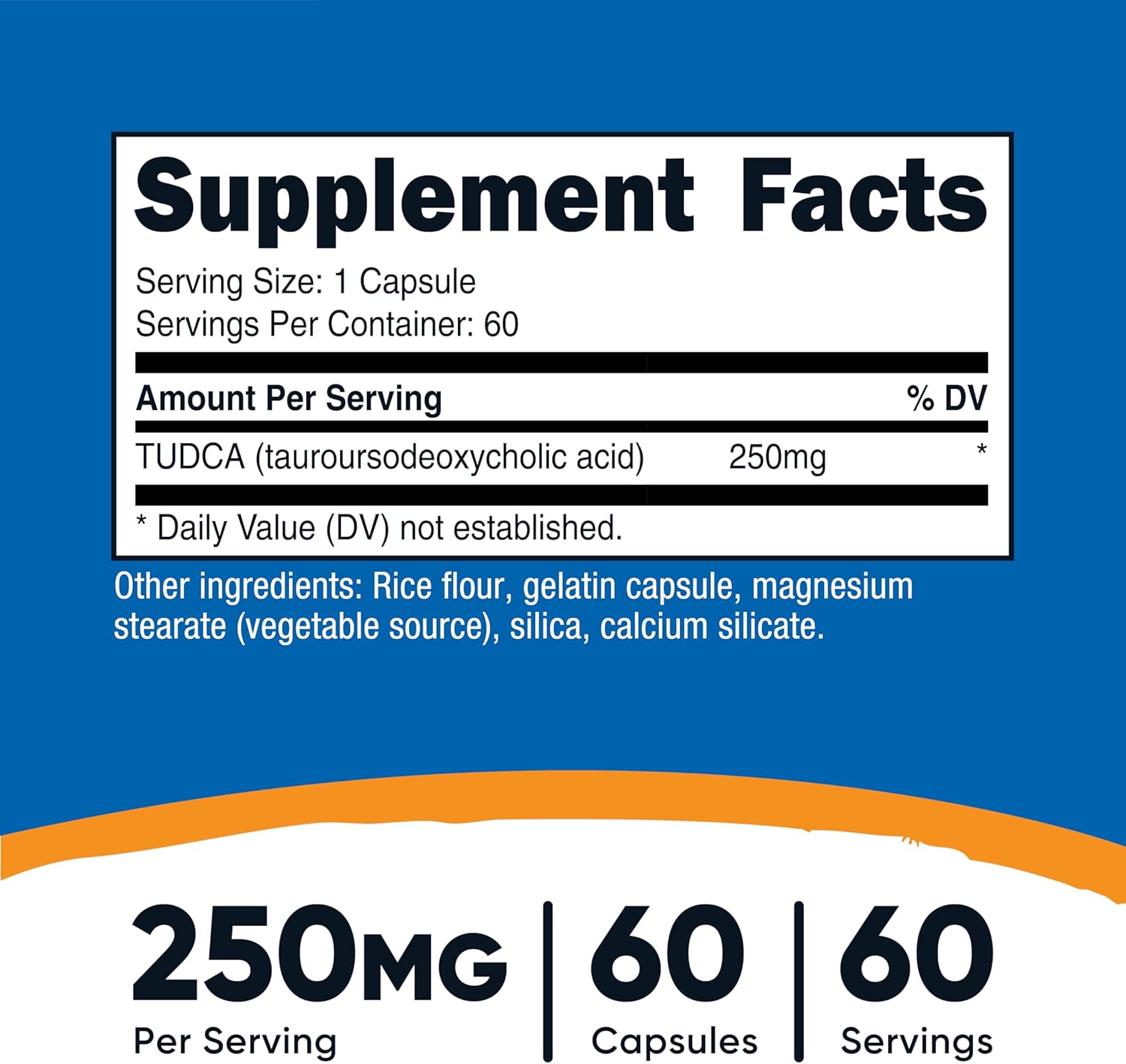 Nutricost Tudca 250mg, 60 Capsules (Tauroursodeoxycholic Acid) - Premium Quality