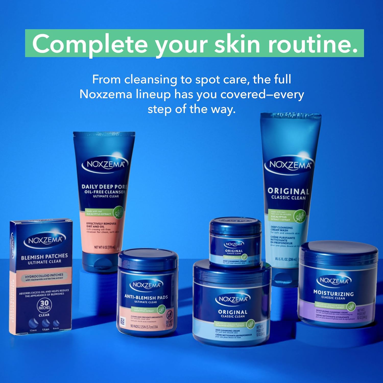 Noxzema Acne Treatment Bundle – Ultimate Clear Blemish Patches with Niacinamide and Tea Tree + Anti-Blemish Pads with 2% Salicylic Acid