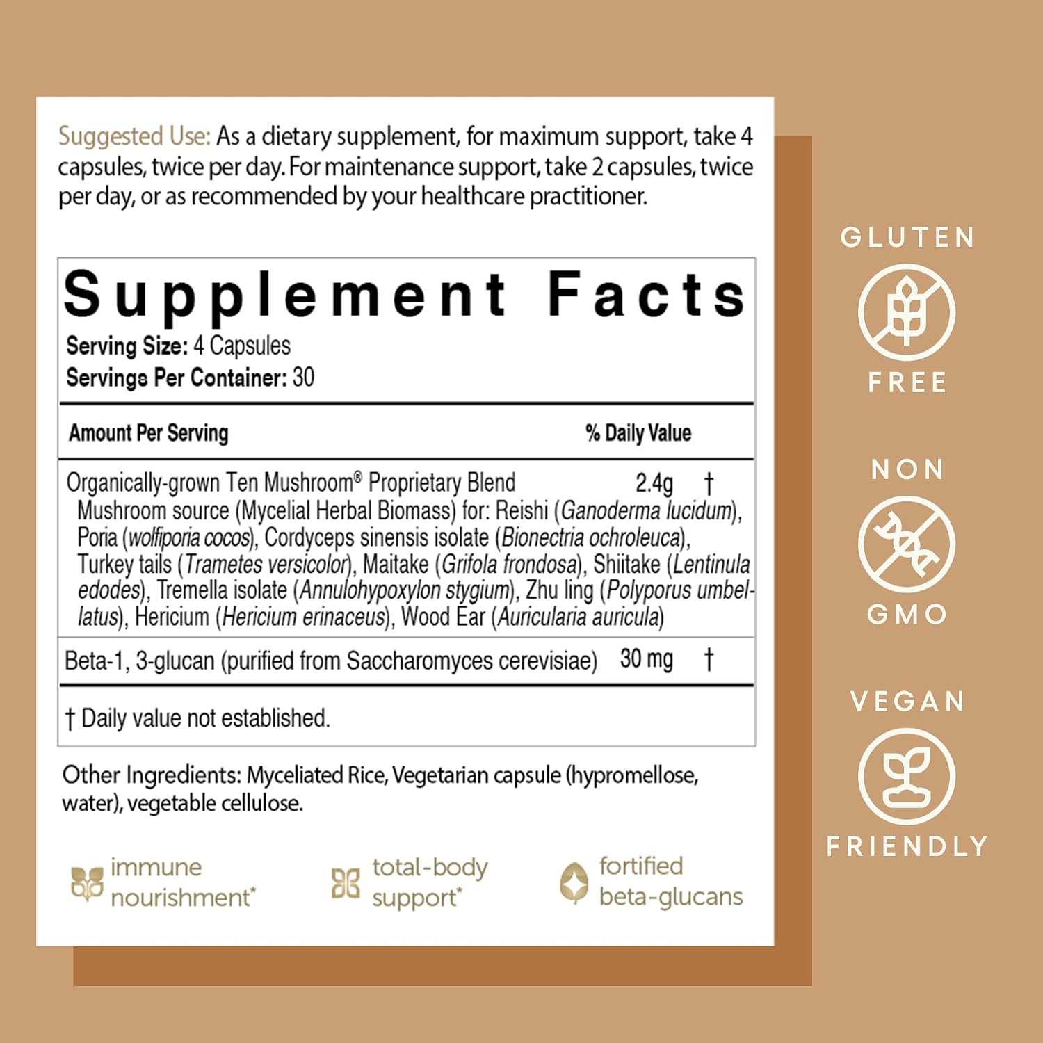EcoNugenics Ten Mushroom Supplement: Daily Immune Support, 120 Capsules – Lion’s Mane, Reishi, Cordyceps, Turkey Tail – Energy, Gut Health, Liver, Kidney, Cholesterol & Nootropic Brain Support
