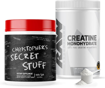 RAW Nutrition Creatine Monohydrate & Thavage (Tastes Like Winning) Pre-Workout Powder Bundle