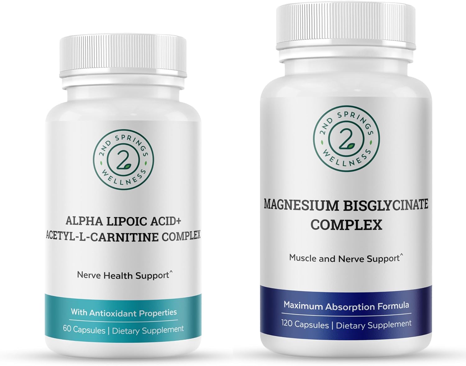 Magnesium Bisglycinate + ALA & ALC Complex Bundle | Muscle Support, Nerve Health, Energy, Metabolism, Cognitive Function & Daily Wellness by 2nd Springs