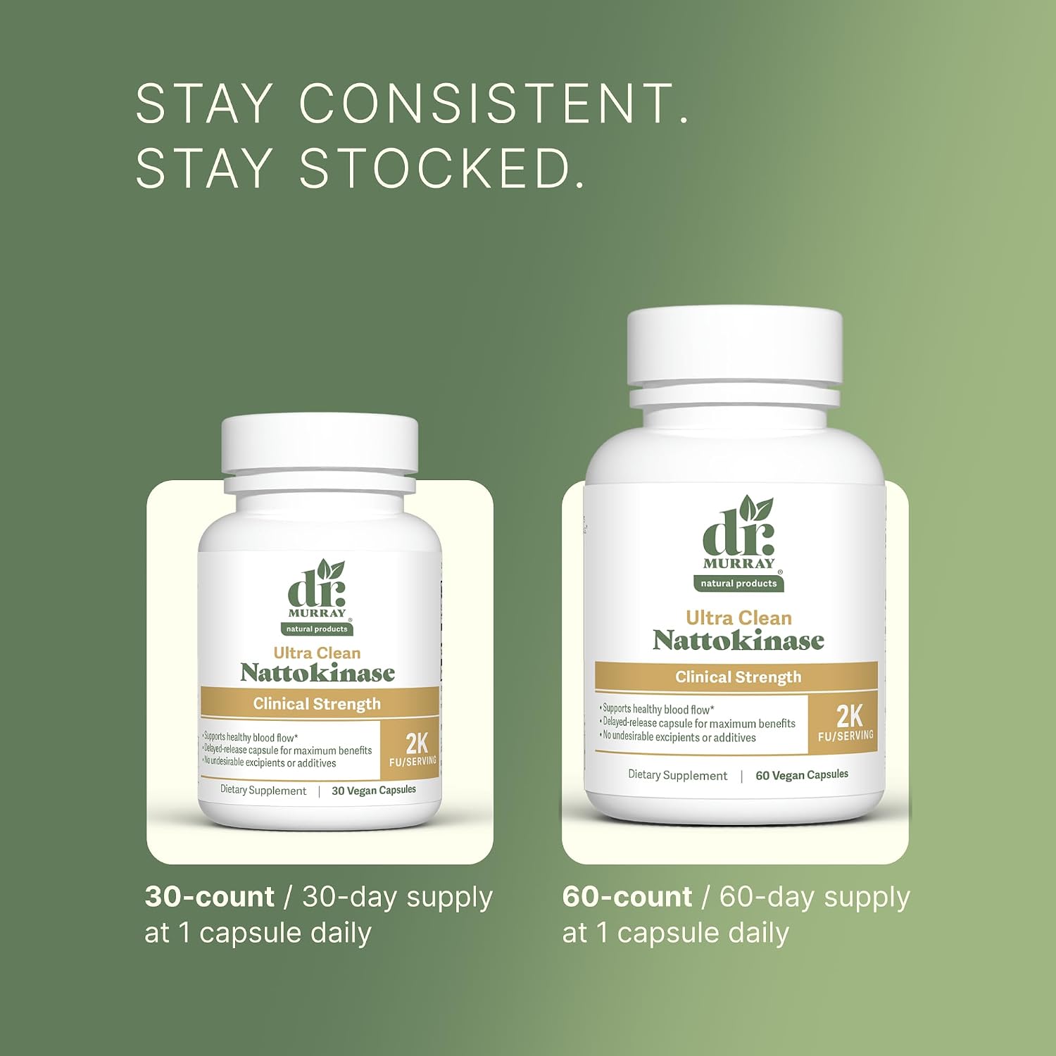 Dr. Murray's Ultra Clean Nattokinase - Supports Healthy Blood Circulation & Fibrinolytic Activity | Vegan Delayed Release Capsules | Non-GMO, Gluten Free | 30 Count
