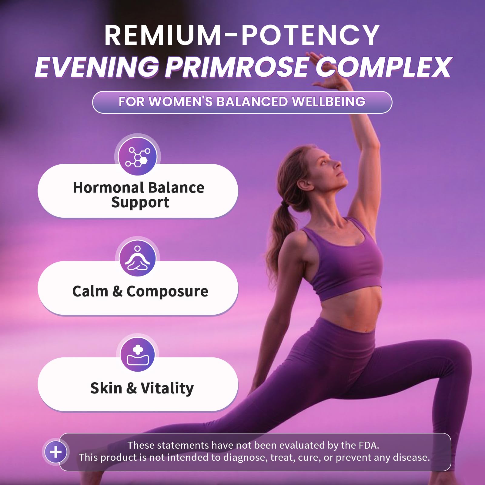 Evening Primrose Oil 1000mg - Hormone Balance for Women & Mood | Primrose Oil Capsules Cold-Pressed w/10% GLA, Essential Fatty Acids, L-Theanine for Mood, Skin & Immune, 90 Softgels