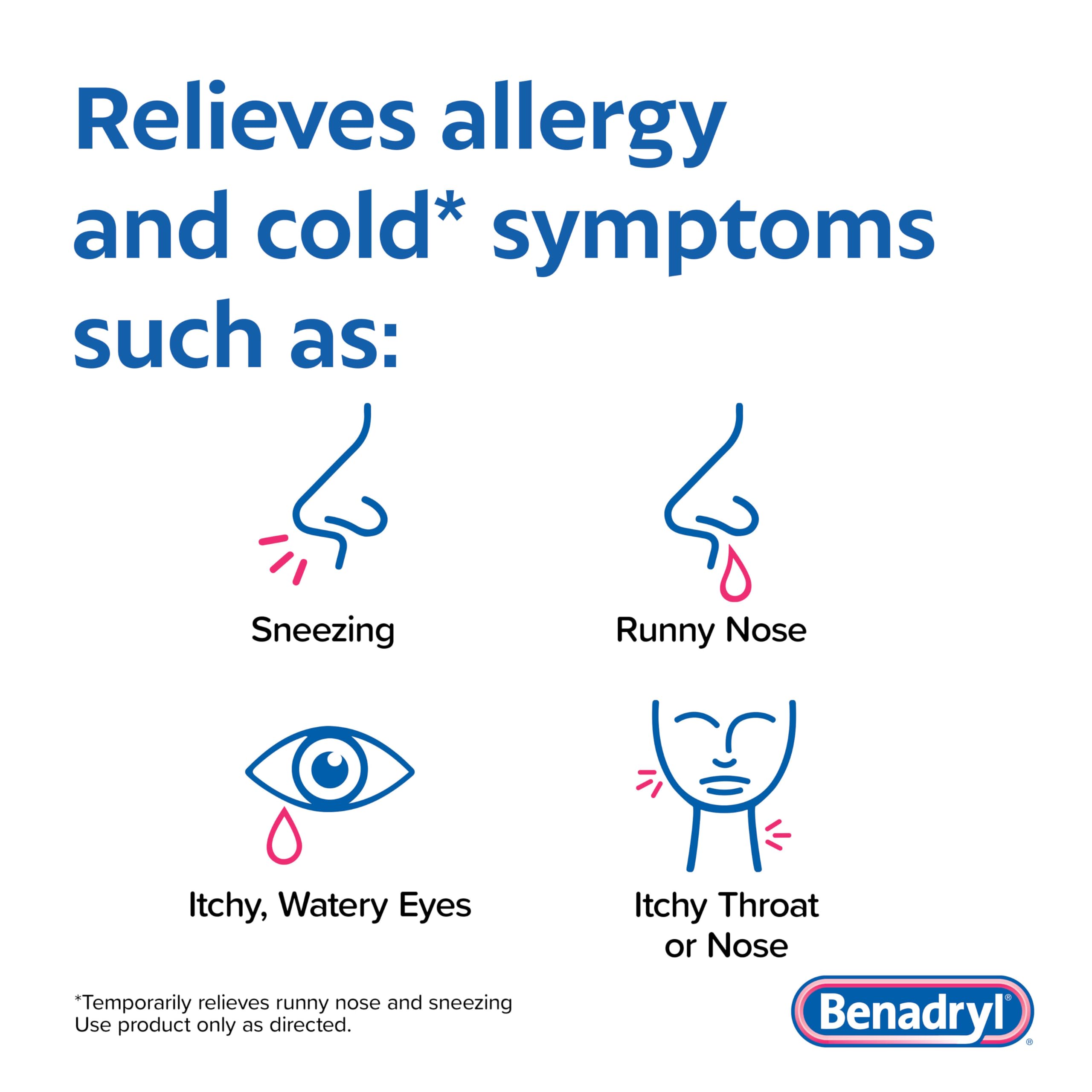 Benadryl Ultratabs Allergy Medicine, 25 mg Diphenhydramine HCl Antihistamine Tablets For Cold & Allergy Relief of Symptoms Like Sneezing, Runny Nose, Itchy Eyes & Throat, Hay Fever, 100 Count Tablets Benadryl buy supplements Au