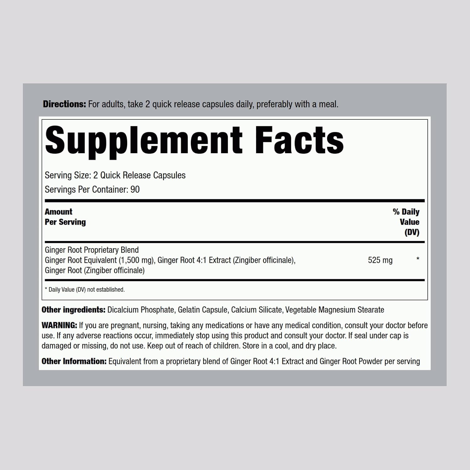 Piping Rock Ginger Root Extract Supplement | 180 Powder Capsules | Non-GMO & Gluten Free Concentrated Formula