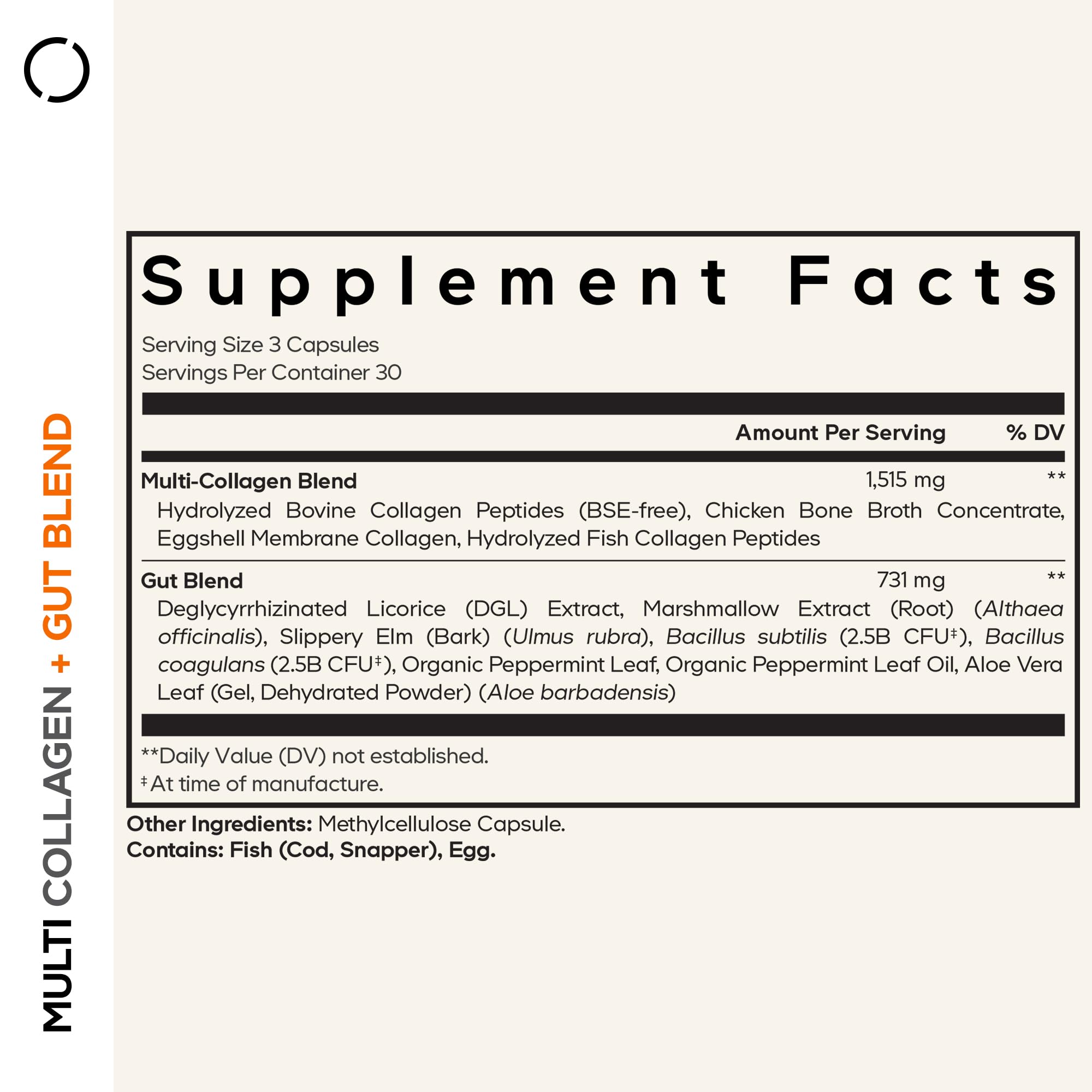 Codeage Multi Collagen + Gut Blend Supplement - Digestive Probiotics, DGL Licorice, Aloe Vera, Organic Peppermint Leaf, Slippery Elm - Hydrolyzed Bovine Collagen Pills - Non-GMO - 90 Capsules CodeageBuy Supplements Australia