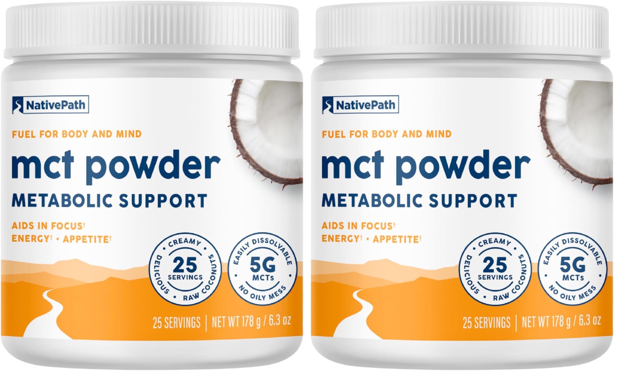 NativePath MCT Oil Powder, Keto C8 & C10, Unflavored, 25 Servings | From Coconut, Supports Clean Energy & Ketones, Coffee & Smoothies, Dairy-Free, Prebiotic Acacia Fiber