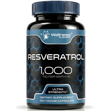 WELLNESS LABSRX Resveratrol Supplement 1000mg, 120 Capsules (60 Days Supply), Ultra-Strength High Purity Trans-Resveratrol for Healthy Aging, Anti-Aging and Heart Health Support - Vegan, Keto
