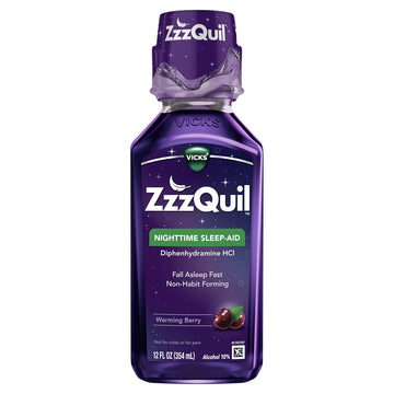 ZzzQuil, Sleep Aid, Nighttime Sleep Aid Liquid, 50 mg Diphenhydramine HCl, Fall Asleep Fast, Non-Habit Forming, Warming Berry Flavor, 12 FL OZ ZzzQuil buy supplements Au