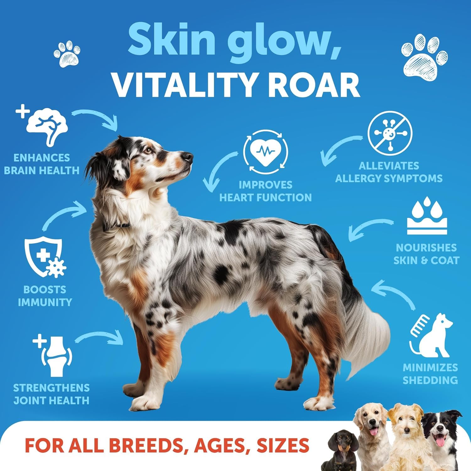 Omega 3 Fish Oil for Dogs - Dog Allergy Chews - Itch Relief & Skin and Coat Supplement with Salmon Oil - Hot Spots Treatment - Allergy & Anti Shedding Support - EPA & DHA Fatty Acids - 120 Treats
