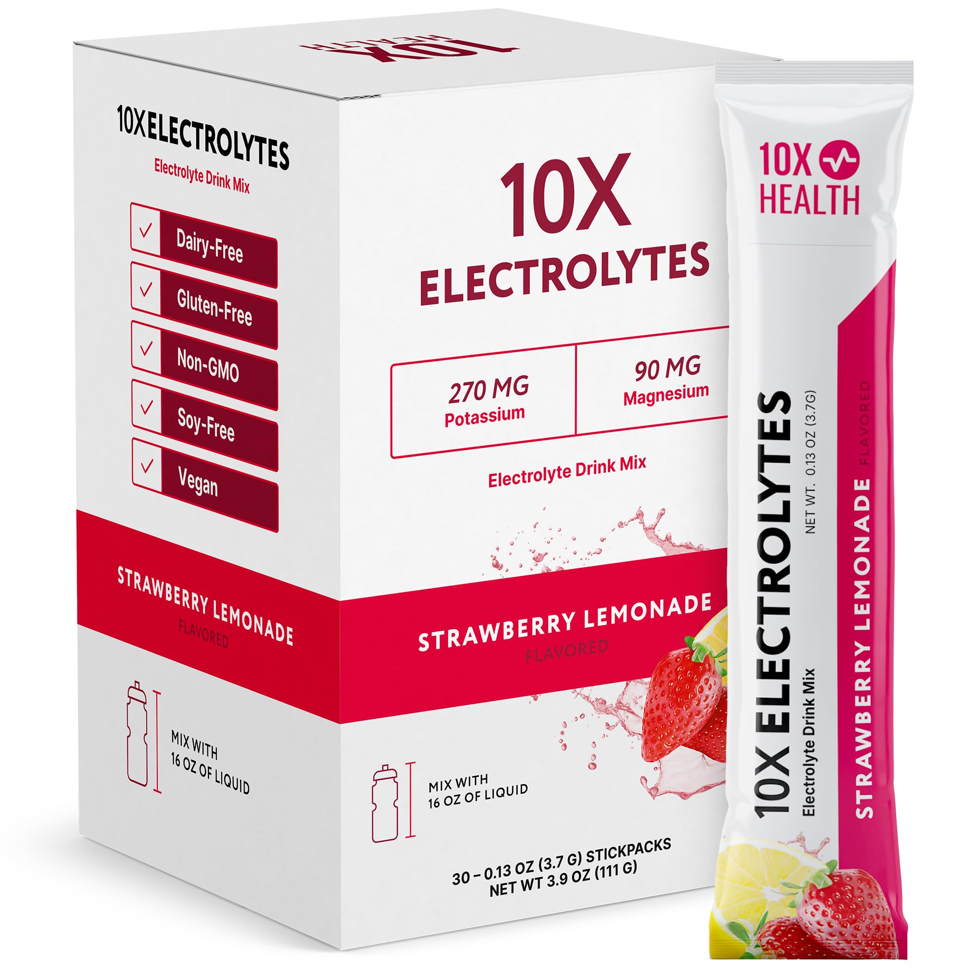 10X Health Electrolyte Drink Mix - Wave Crusher, 15 Sticks | Hydration Packets: Sodium, Magnesium & Potassium Citrate, Wave Crusher, 15 Sticks