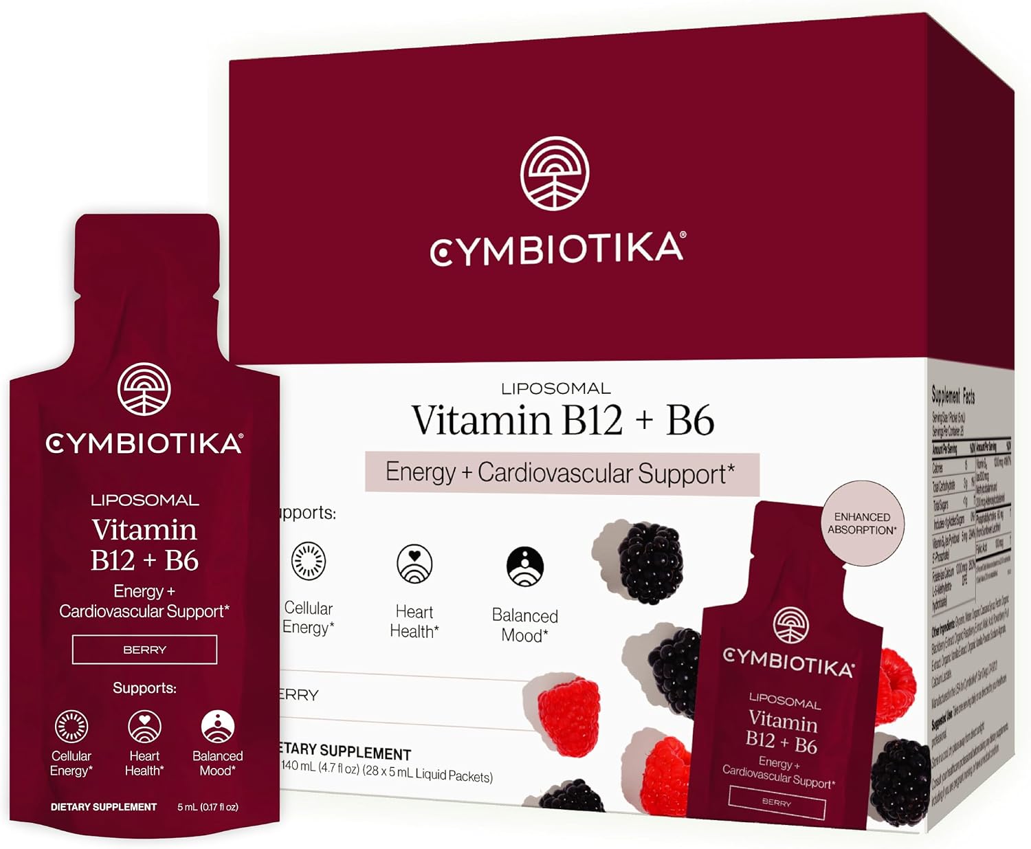 CYMBIOTIKA Liposomal B12 + B6 for Energy, Brain & Nerve Support