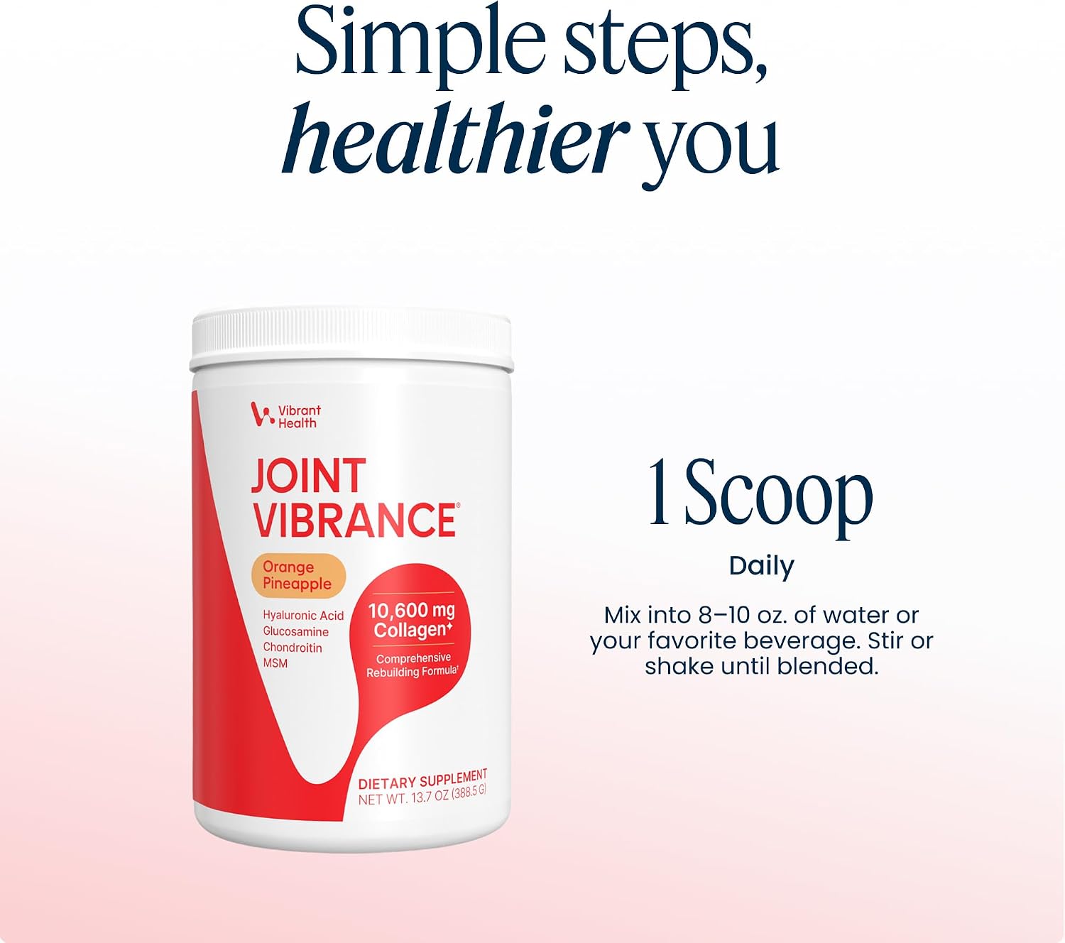 Vibrant Health, Joint Vibrance, Comprehensive Joint and Cartilage Support, Orange Pineapple, 21 Servings