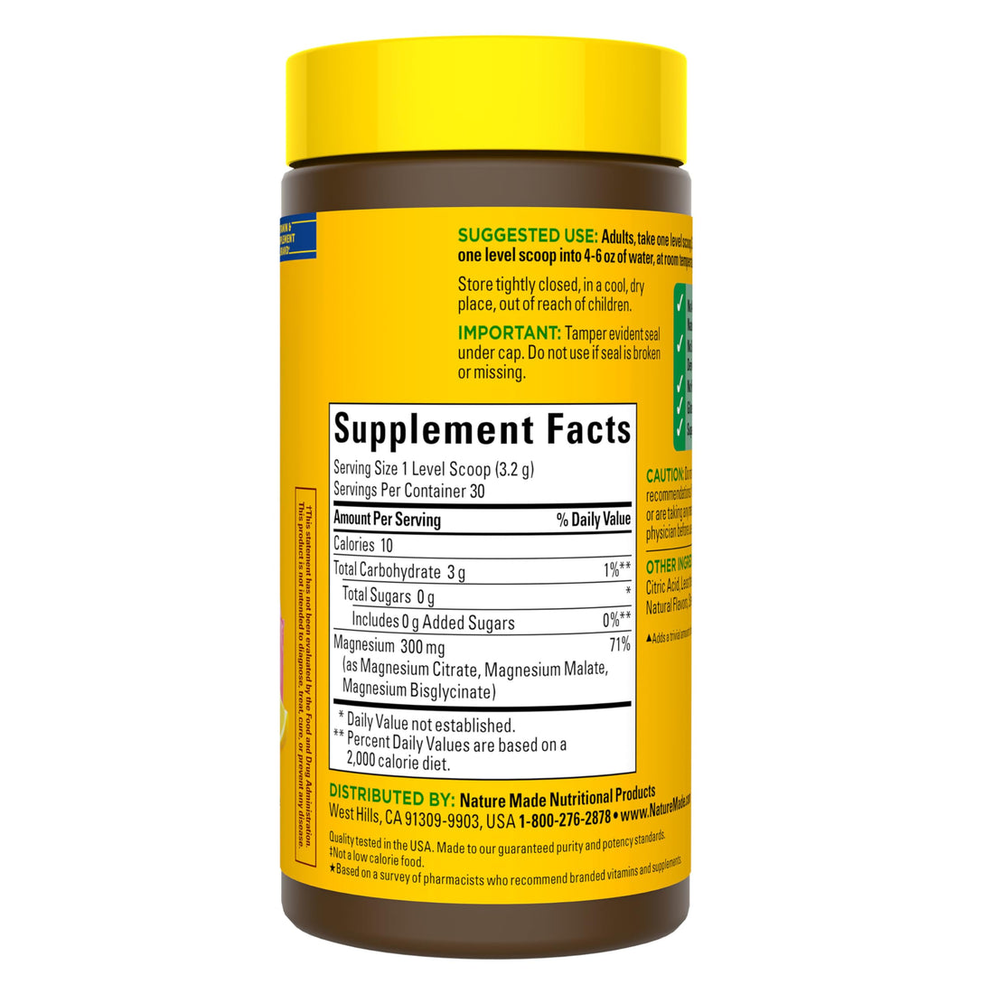 Nature Made Magnesium Complex Powder container on a white background
