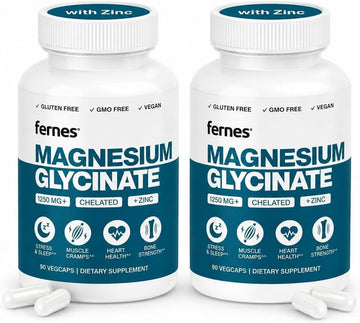 Magnesium Glycinate with Zinc - 275mg Elemental Magnesium + 8mg Zinc for Busy Professionals Who Need Better Sleep, Muscle Recovery and Immune Support, 180 Capsules
