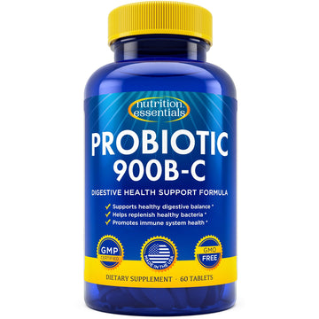 Nutrition Essentials Probiotics for Women and Men - with Lactase Enzyme and Prebiotic Fiber for Digestive Health - 80 Percent + More Potent Supplement