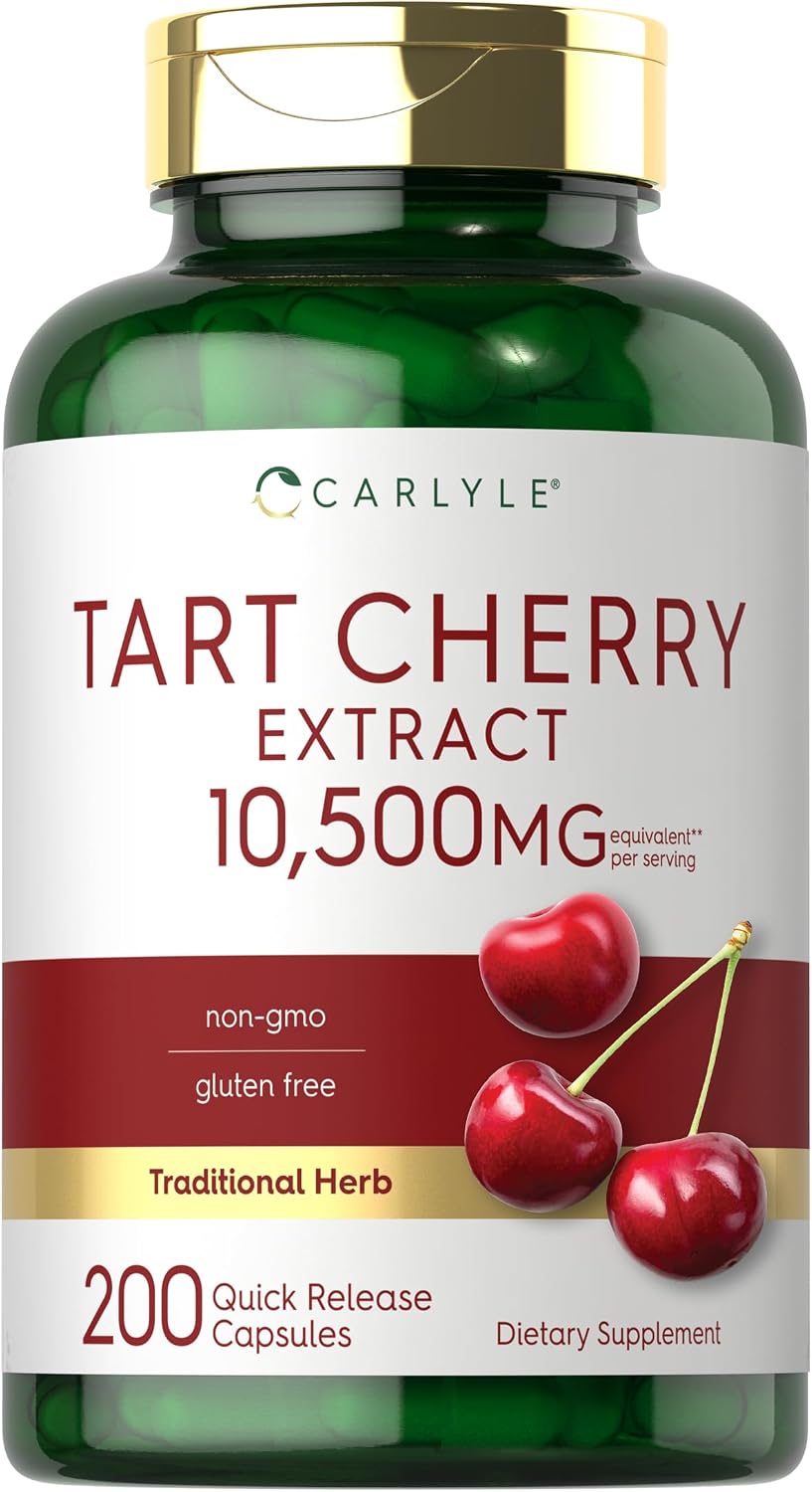 Carlyle Tart Cherry Capsules | 200 Pills | Max Potency | Non-GMO, Gluten Free | Tart Cherry Juice Extract