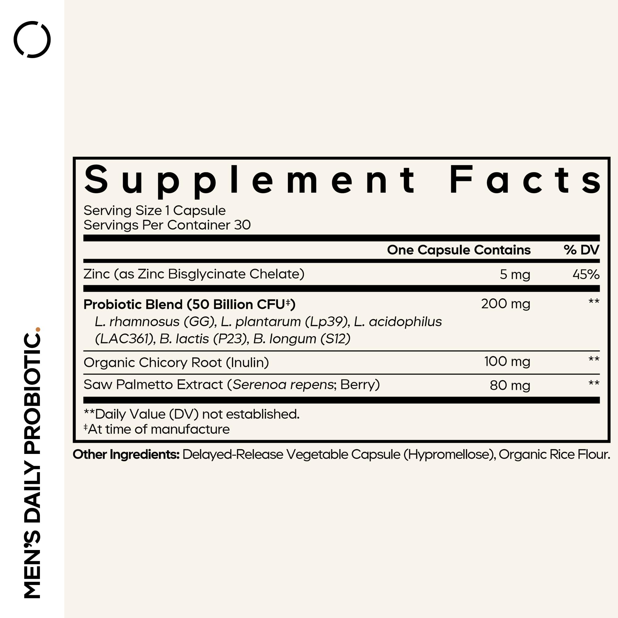 Codeage Men’s Daily Probiotic Supplement - 50 Billion CFU Probiotic Blend with Zinc, Inulin Prebiotic, Saw Palmetto – Men’s Wellness Support – 1 Capsule Per Serving - Non-GMO – 30 Capsules CodeageBuy Supplements Australia