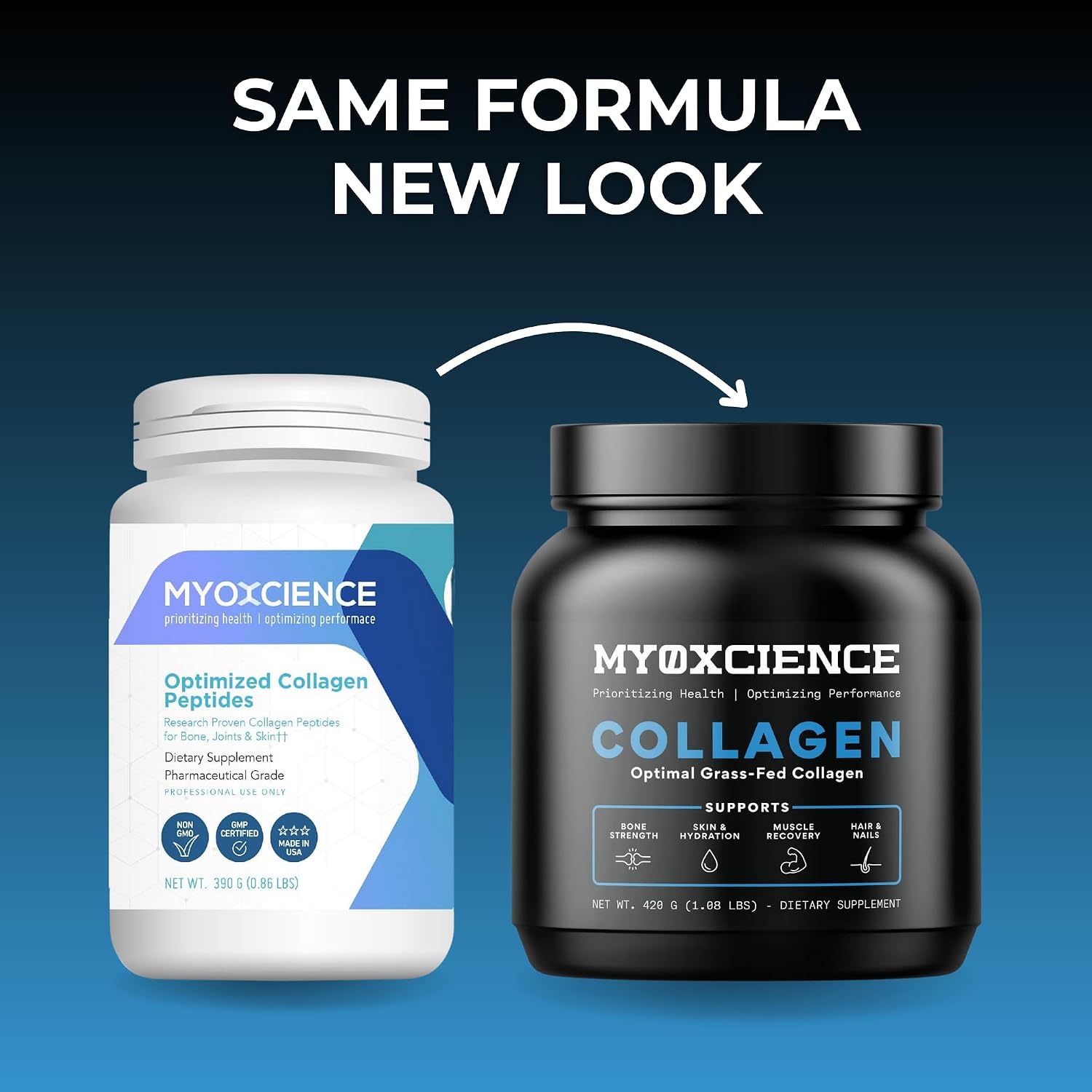 MYOXCIENCE Optimal Grass-Fed Collagen Powder | Bovine Collagen Peptides | Supports Collagen Production, Joint Health, Skin Elasticity, and More (30 Servings)