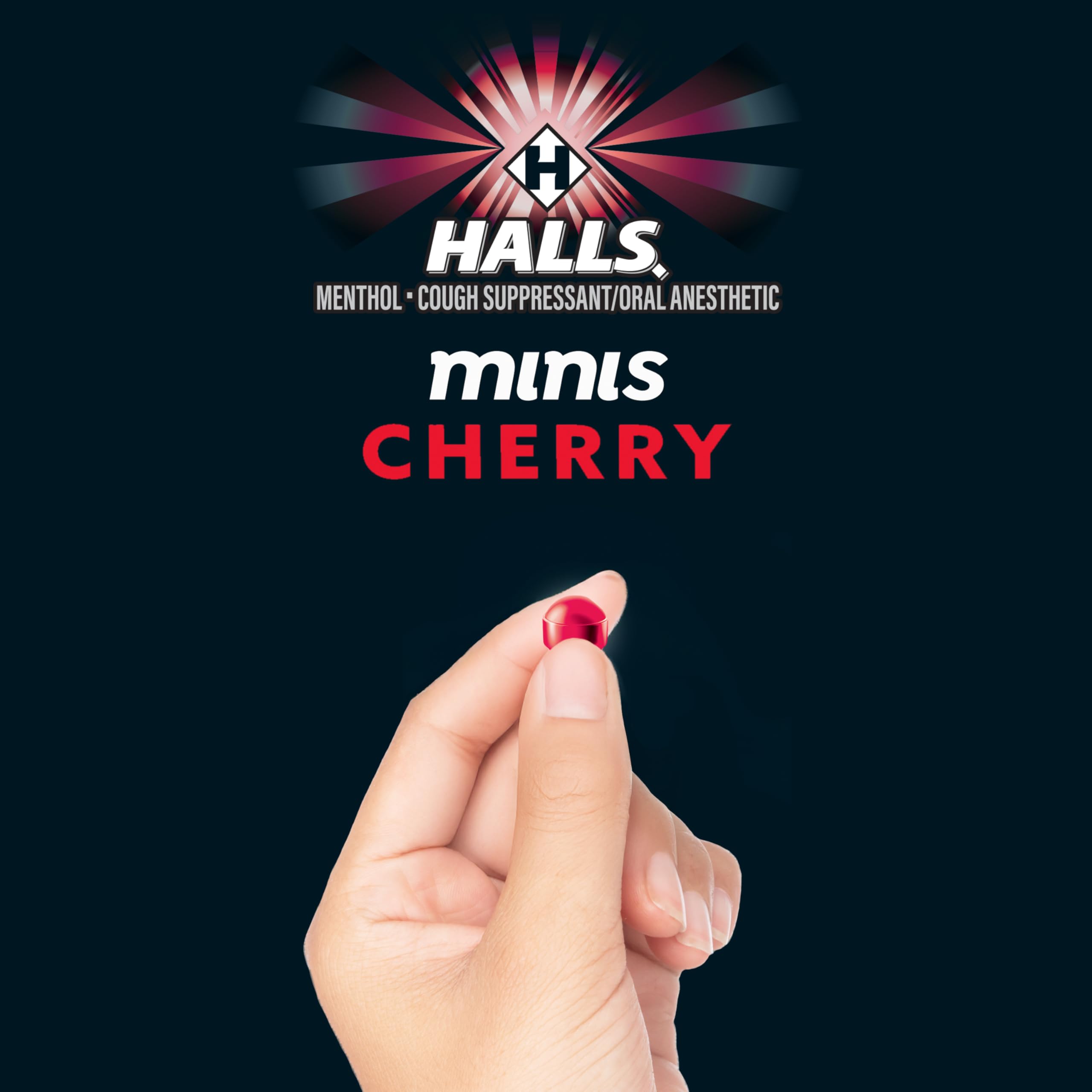 HALLS Minis Cherry Flavor Sugar Free Cough Drops, 48 Drops