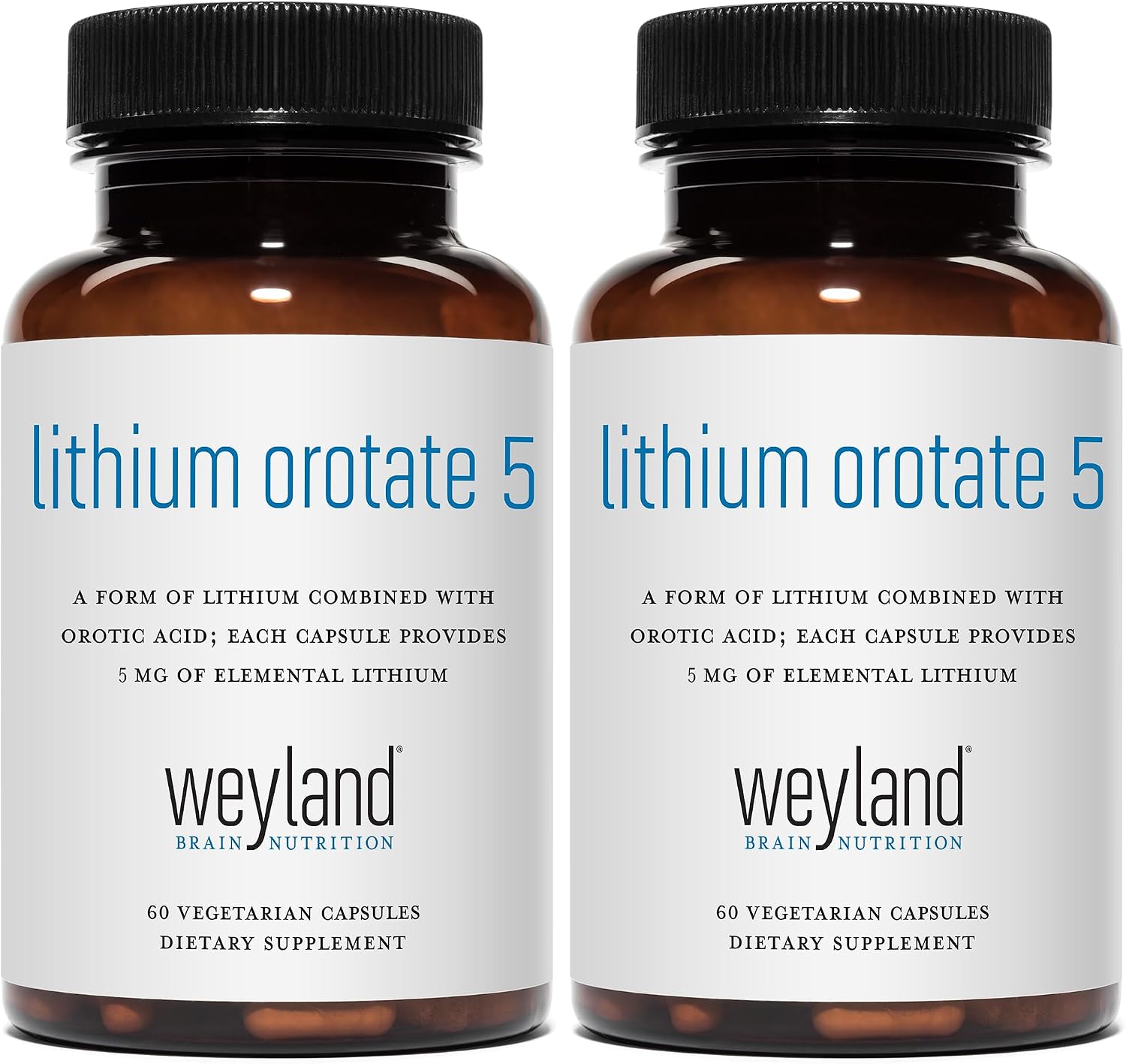 Lithium Orotate - 5mg of Elemental Lithium, 60 Vegetarian Capsules (Pack of 2)