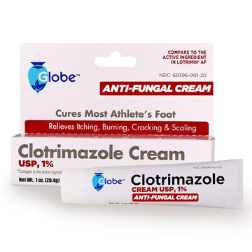 Globe Clotrimazole Antifungal Cream 1% USP (1 oz), Anti Fungal Treatment, Relieves Itching, Burning, Cracking and Scaling Associated Athletes Foot, Jock Itch, Ringworm and More Globe Pharmacy buy supplements Au