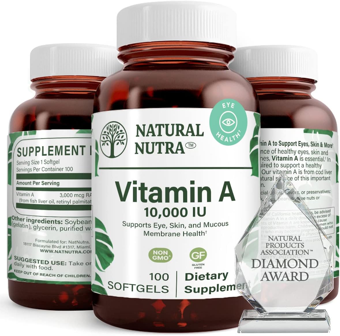 Natural Nutra Vitamin A 10000 IU Softgels, Vitamin A 100 Count | 10000 IU Per Softgel,Supports Eye Health,Supports Skin Health,Gluten Free