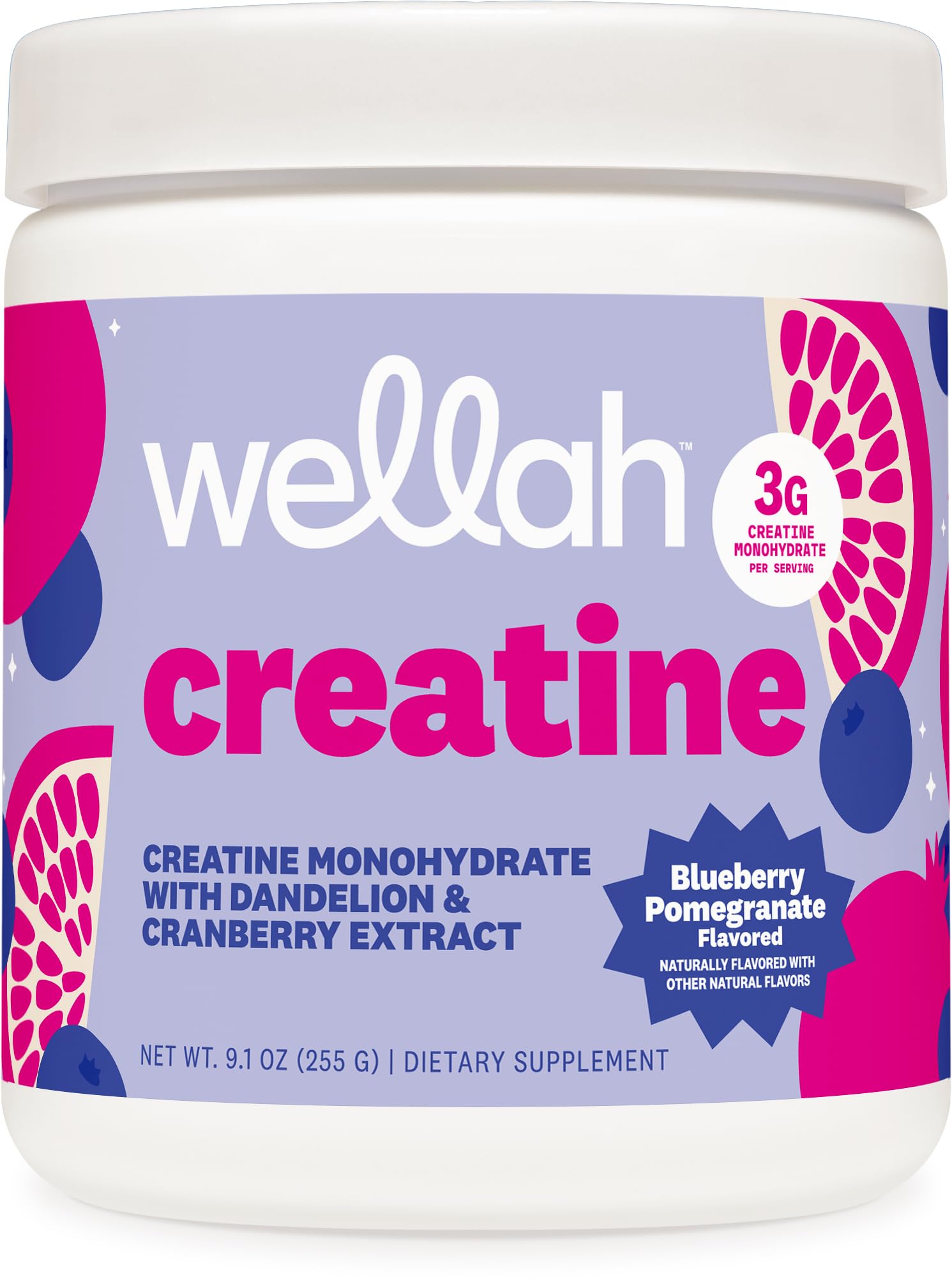 Wellah Creatine for Women - Creatine Monohydrate with Dandelion & Cranberry Extract (50 Servings, Strawberry Lemonade) | Creatine Monohydrate with Dandelion & Cranberry Extract