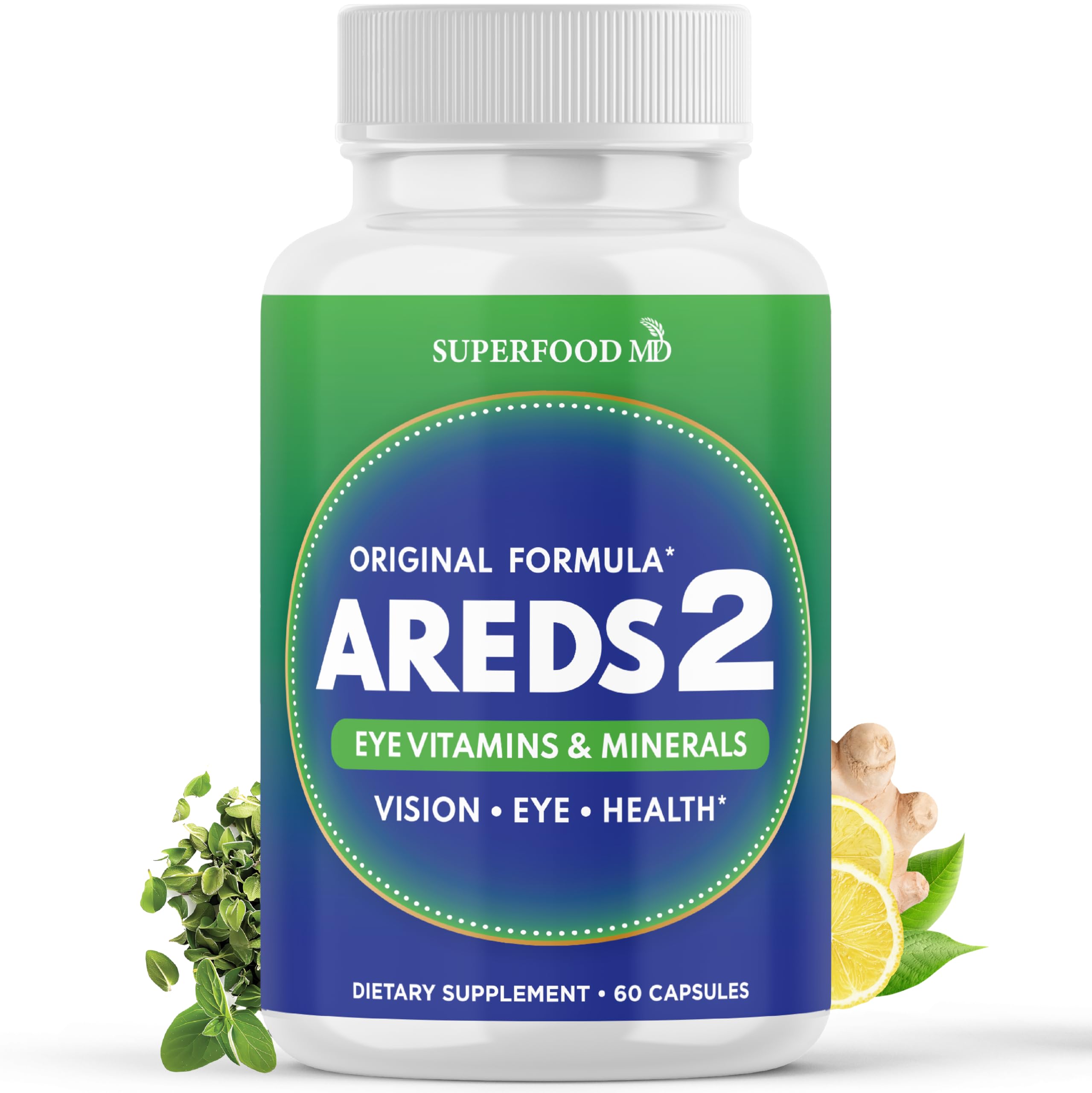 AREDS 2 Eye Vitamin & Mineral Supplement, Contains Lutein, Vitamin C, Zeaxanthin, Zinc & Vitamin E, with Added Copper - 60 Count