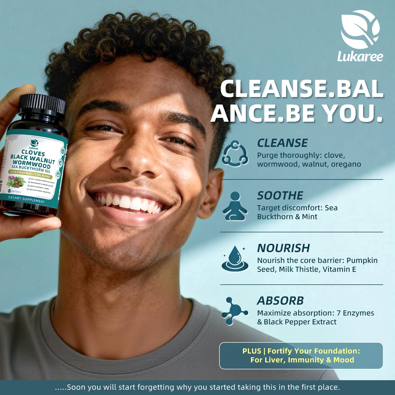 Wormwood Black Walnut Clove Cleanse for Humans Softgels | 20-in-1 Extra Strength | Gut Cleanse & Digestive Health w/ 7 Oils & 7 Enzymes| Concentrated, Men & Women Natural Herb -120 CT